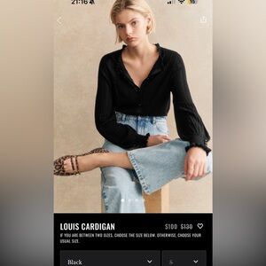 NWOT Sezane Louis Cardigan Black size S